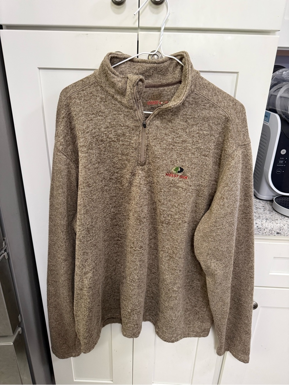 Mossy Oak Men's Heathered Tan Brown Half-Zip Pullover